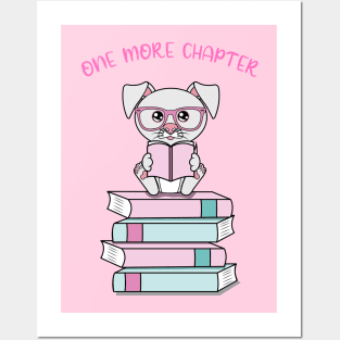 One more chapter, cute dog reading Posters and Art